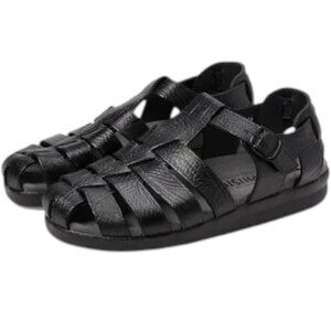 Mephisto Men's Sam Fisherman Sandals Size 8 Black Leather 42 MSRP $329